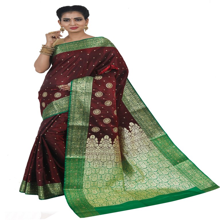 Kamila Creation Self Design Banarasi Silk Blend Saree